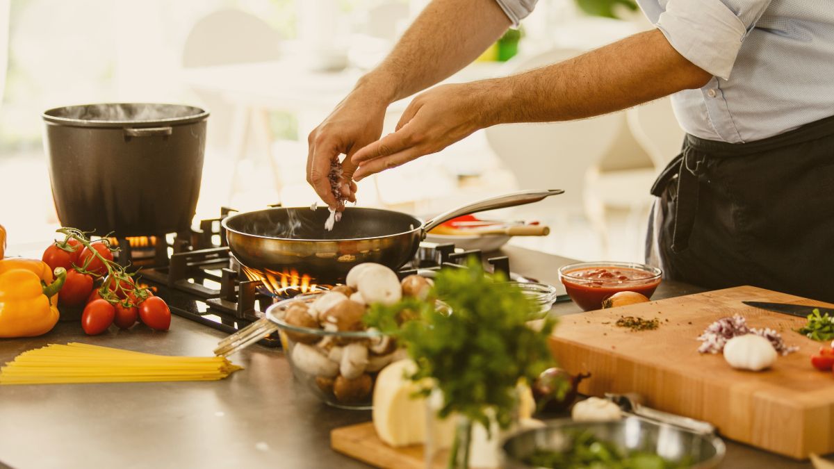 man preparing food