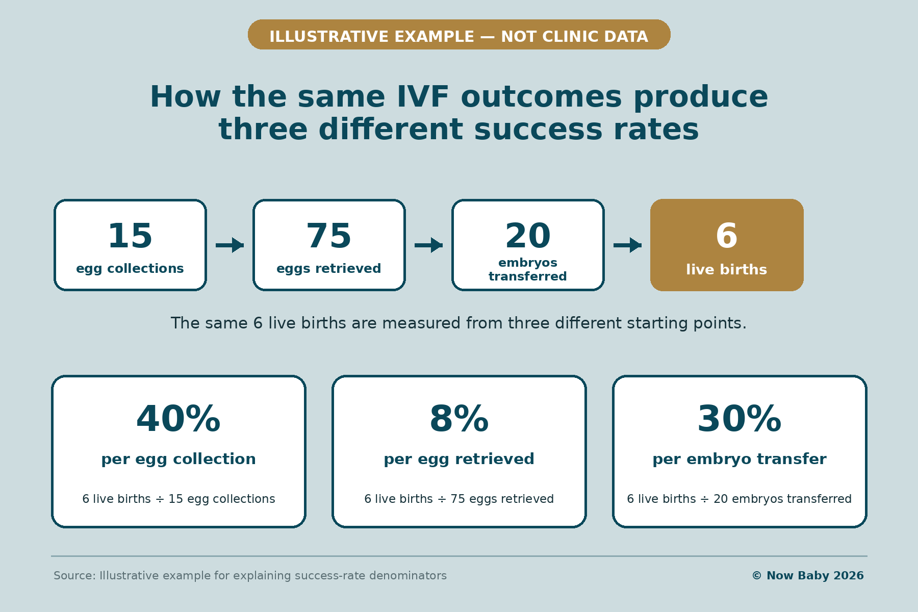 now-baby-ivf-success-rate-denominators live birth rate stats comparison